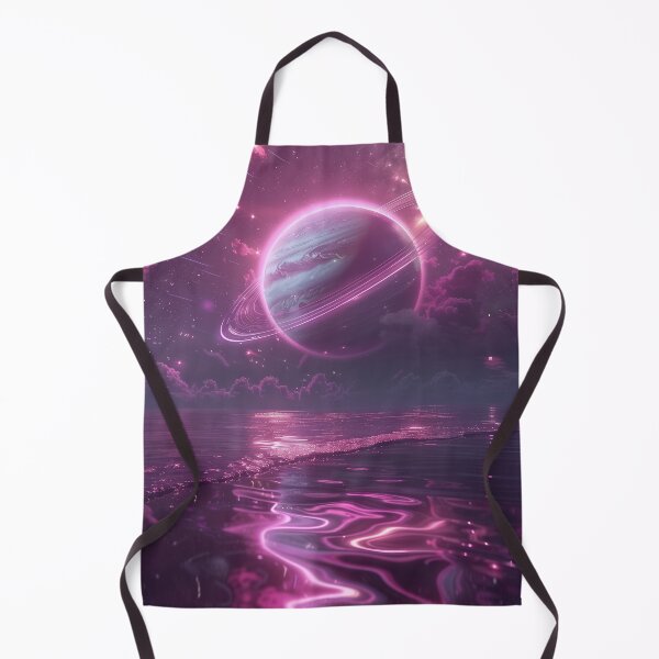 Item preview, Cosmic Overdrive – Neon Ringed Planet at the Shore designed and sold by ArgentoArt.
