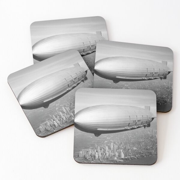 Item preview, USS Macon (ZRS-5) flies over New York Harbor, 1930s designed and sold by Mauswohn.