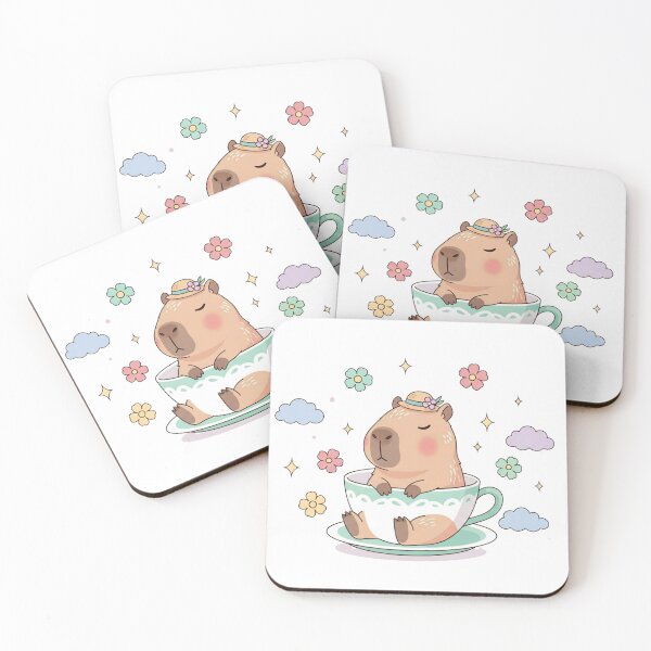 Item preview, Cute Kawaii Pastel Capybara With Flowers, Sparkles & Cloud            designed and sold by Tiny Zoom.
