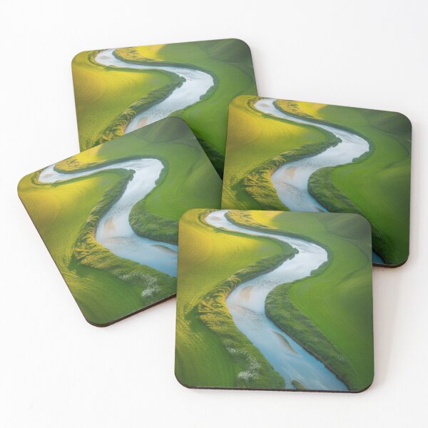 Item preview, Winding River Through Lush Green Valley at Golden Hour. designed and sold by RGShirtWorks.