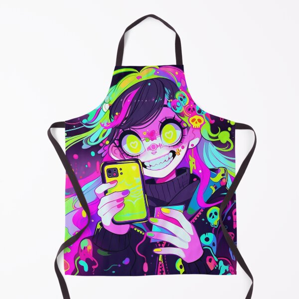 Item preview, Neon Anime Girl with Skull Accents designed and sold by bubblegoth.