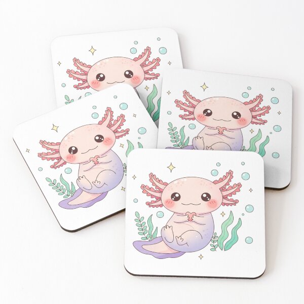 Item preview, Cute Kawaii Pastel Axolotl With Heart, Sparkles, Bubbles & Aquatic Plants           designed and sold by Tiny Zoom.