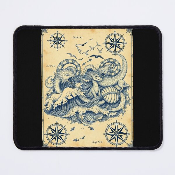 Item preview, Fantasy Nautical Map with Mythical Creatures designed and sold by Shop9999.