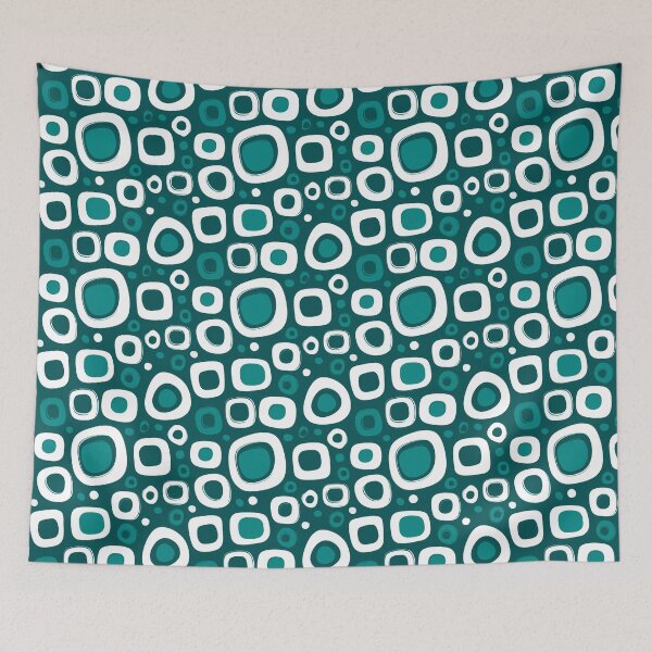 Item preview, Retro Teal Geometric Square Pattern designed and sold by Moisky Patterns.