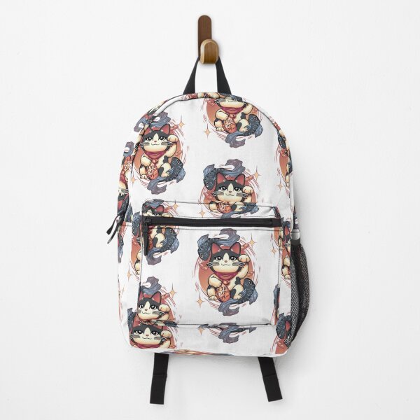 Item preview, Lucky Maneki Neko Cat with Koi Fish – Japanese Fortune Cat Design designed and sold by MetalMerch.