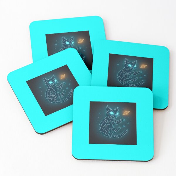 Item preview, Neon Space Cat – Futuristic Wireframe Animal in Galaxy designed and sold by Striklet.