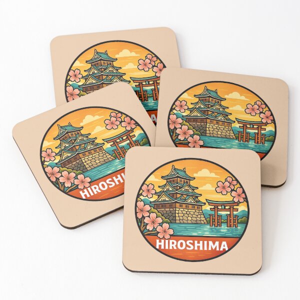 Item preview, Hiroshima, Japan — Castle, Torii Gate & Cherry Blossoms designed and sold by Myra365Art.