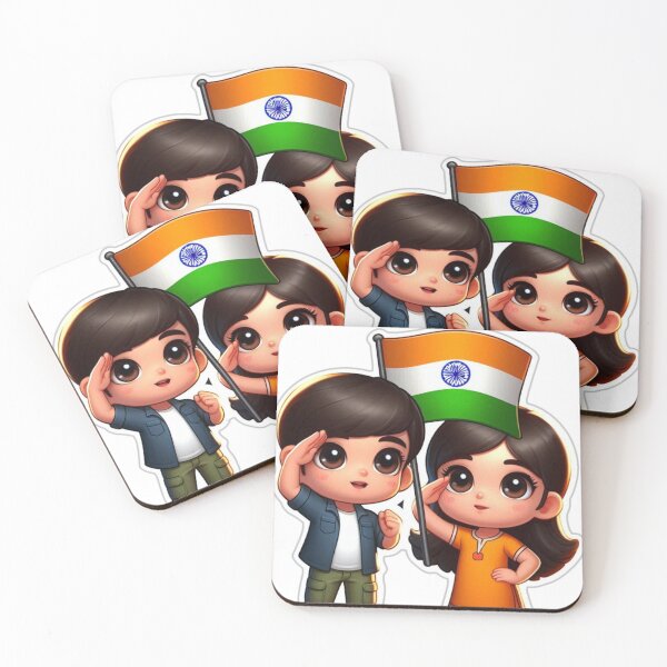 Item preview, Teens saluting the Indian flag designed and sold by DhanaArtistry.