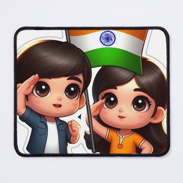 Item preview, Teens saluting the Indian flag designed and sold by DhanaArtistry.
