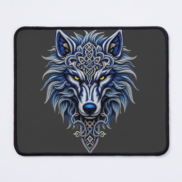 Item preview, Blue and White Viking Wolf Head SVG, Celtic Knot Wolf Art, Norse Mythology Animal Print designed and sold by TheGaliyaStudio.