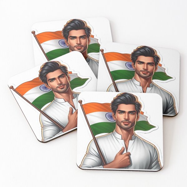 Item preview, Handsome man holding Indian Flag designed and sold by DhanaArtistry.