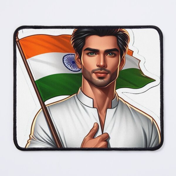 Item preview, Handsome man holding Indian Flag designed and sold by DhanaArtistry.