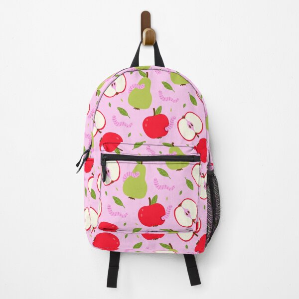 Item preview, wormy apples and pears on a pink background designed and sold by burbura.