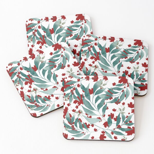 Item preview, Botanical Contrast – Blue Leaves and Red Accents designed and sold by dotitoko.