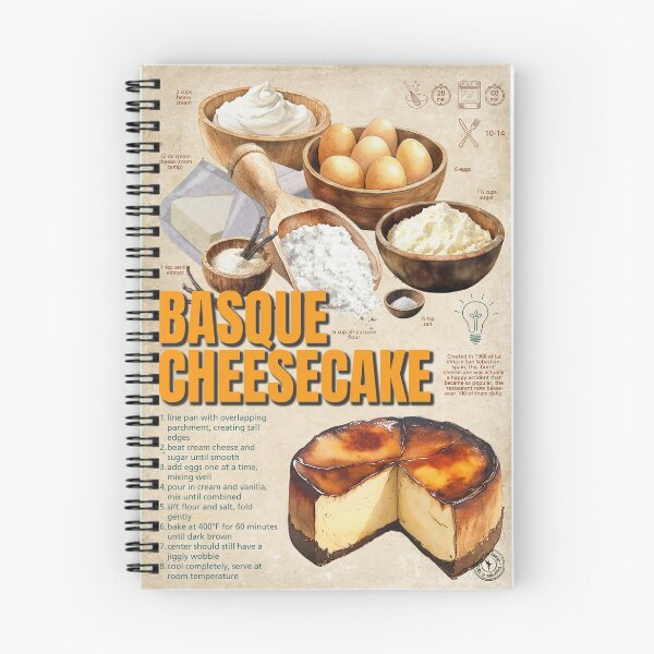 Item preview, Basque Burnt Cheesecake Recipe Vintage Kitchen Poster designed and sold by TuncGK.