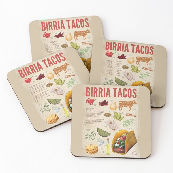 Item preview, Authentic Birria Tacos Recipe Vintage Mexican Food Art designed and sold by TuncGK.