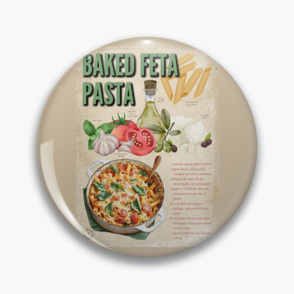 Item preview, Viral Baked Feta Pasta Recipe Vintage Kitchen Poster designed and sold by TuncGK.
