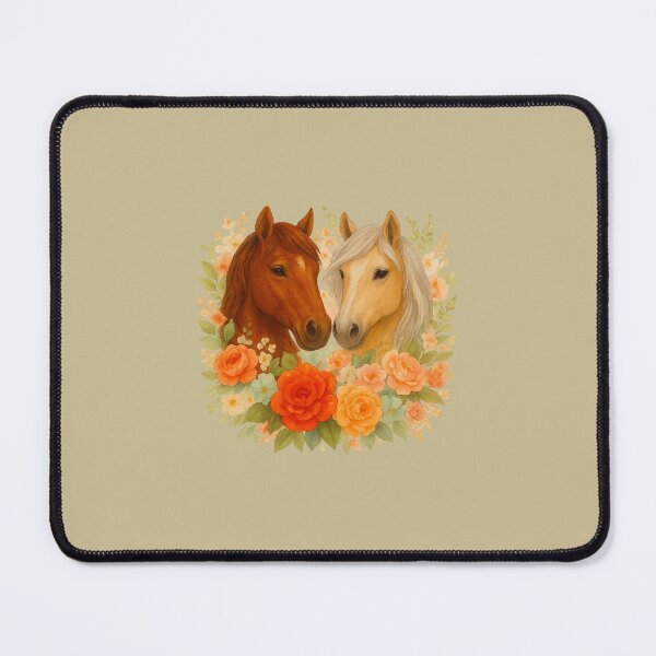 Item preview, Watercolor Horses with Floral Wreath designed and sold by elizaldesigns.