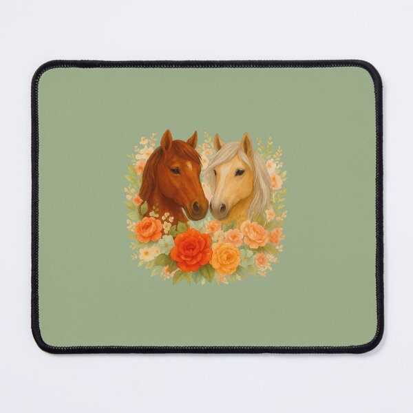 Item preview, Watercolor Horses with Floral Wreath designed and sold by elizaldesigns.