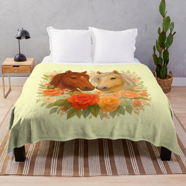 Item preview, Watercolor Horses with Floral Wreath designed and sold by elizaldesigns.
