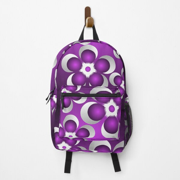 Item preview, Modern Purple and Silver Crescent Moon Flowers designed and sold by HopeAndHustle.