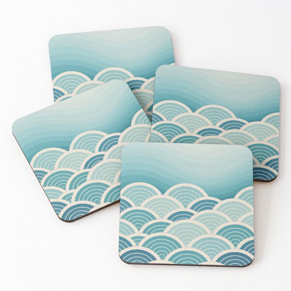 Item preview, Japanese Seigaiha Waves and Gradient Ocean Background. designed and sold by RGShirtWorks.