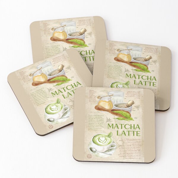 Item preview, Calming Matcha Latte Recipe Vintage Cafe Wall Art designed and sold by TuncGK.