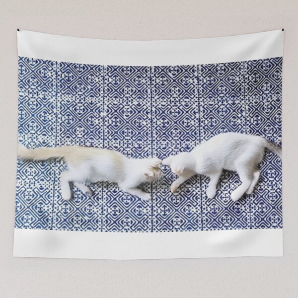 Item preview, Playing Catties – Playful Cats & Indigo Tribal Pattern Art designed and sold by PimTribe.