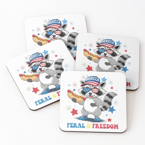Item preview, Feral and Freedom Raccoon | Retro Fireworks Illustration designed and sold by DamianRoy88.