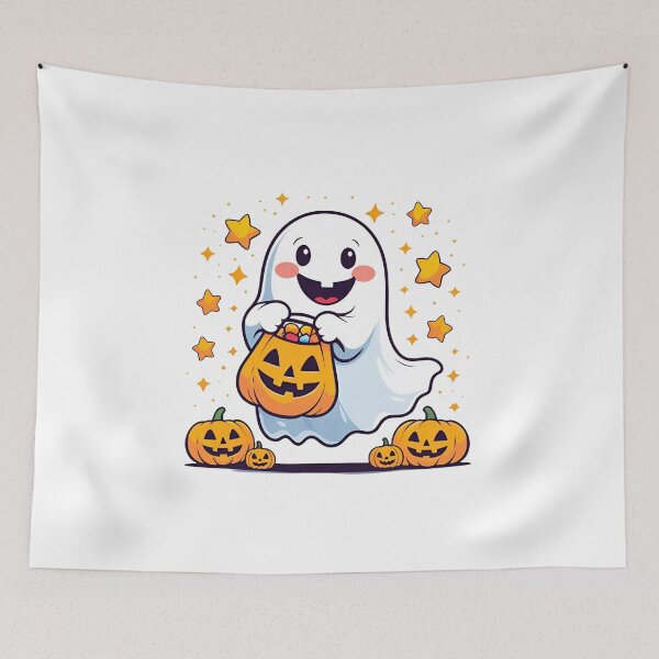 Item preview, Kawaii Halloweenpumpkin, autumn, holiday, witch, vector, night, illustration, cartoon, bat, moon, october, spooky, party, orange, celebration, scary, horror, cat, hat, dark, design, black, season designed and sold by GoodBestDesigns.