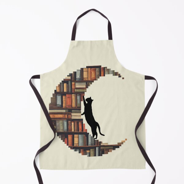 Item preview, Cat Reaching for the Moon with Bookshelf Design designed and sold by asudesign.