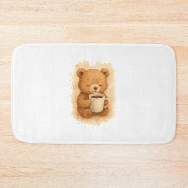 Item preview, Adorable Bear with Coffee Illustration designed and sold by Liv Solara.