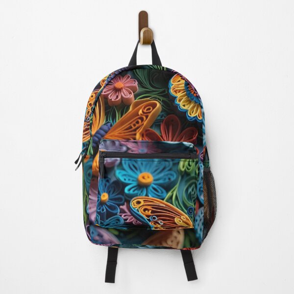 Item preview, Colorful Butterflies in a Magical Garden – Ultra-Detailed Paper Quilling Style Artwork designed and sold by ColorSplash123.