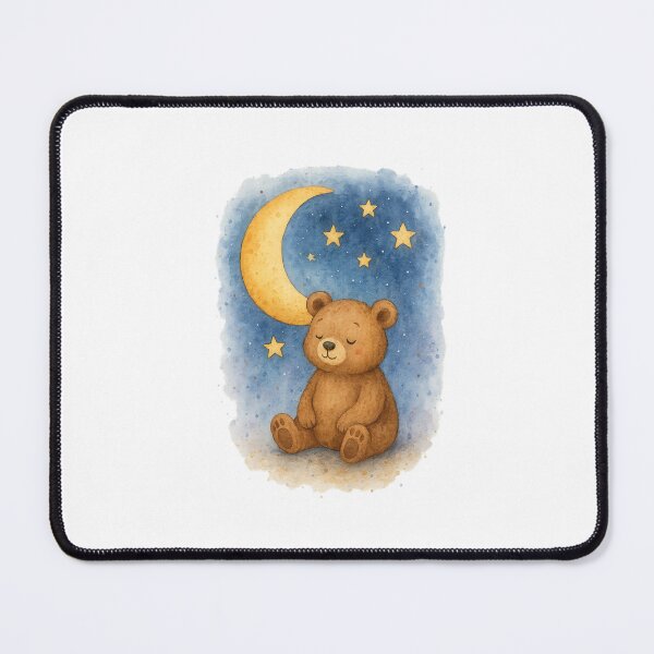 Item preview, Sleepy Bear Under the Moon - Cute Nighttime Illustration designed and sold by Liv Solara.
