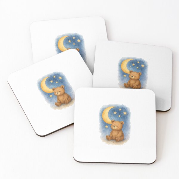 Item preview, Sleepy Bear Under the Moon - Cute Nighttime Illustration designed and sold by Liv Solara.