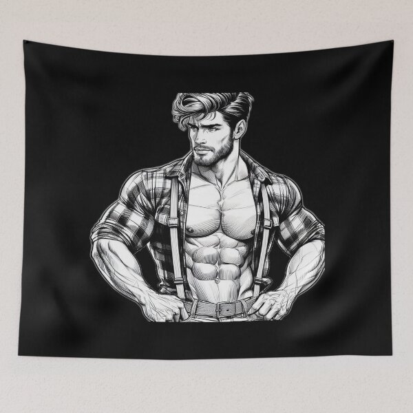 Item preview, Gay Lumberjack Muscle Hunk LGBTQ Gay Pride Color-In Graphic Design designed and sold by ItsAKinkThing.
