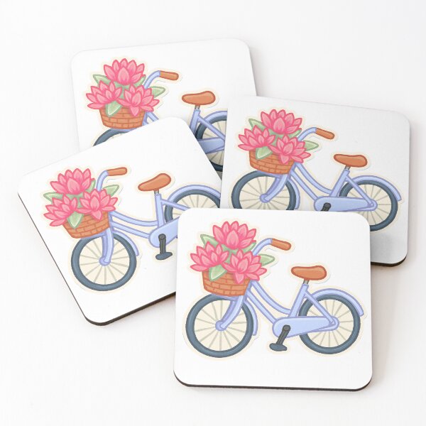 Item preview, Bicycle with Pink Waterlily Basket Sticker designed and sold by Pororo23.