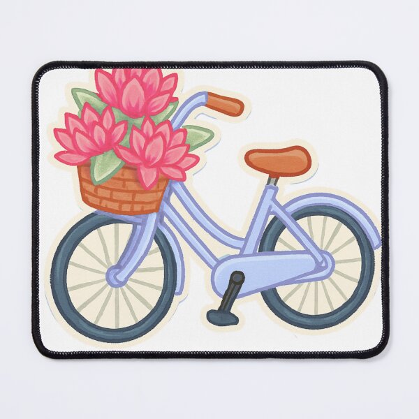 Item preview, Bicycle with Pink Waterlily Basket Sticker designed and sold by Pororo23.