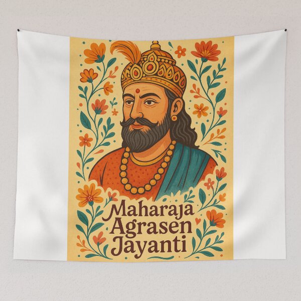 Item preview, Maharaja Agrasen Jayanti – Portrait with Floral Frame ( designed and sold by Places On Earth.