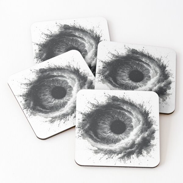 Item preview, Cosmic Eye – Surreal Galaxy in Black and White Ink Splatter Art designed and sold by Melody Splash.