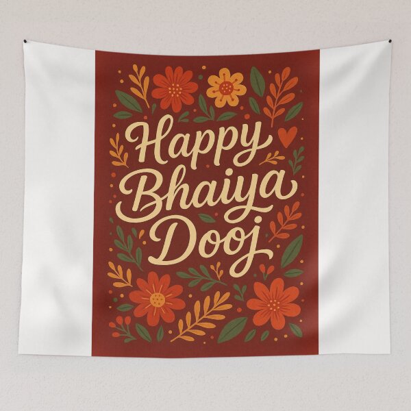 Item preview, Bhaiya Dooj Greeting Festive Typography designed and sold by Places On Earth.