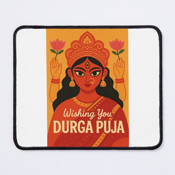 Item preview, Durga Puja – Bold Red Palette with Lotus designed and sold by Places On Earth.