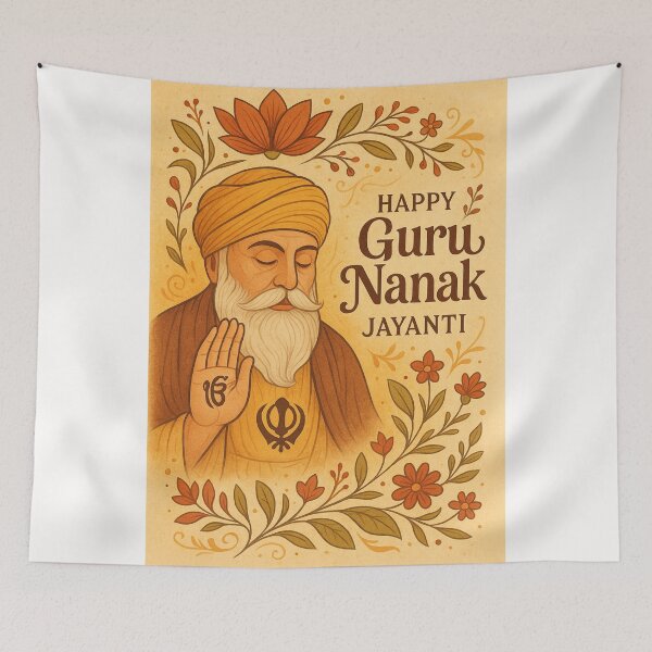 Artikelvorschau, Guru Nanak Jayanti – Khanda- und Ik-Onkar-Symbole entworfen und verkauft von Places On Earth.