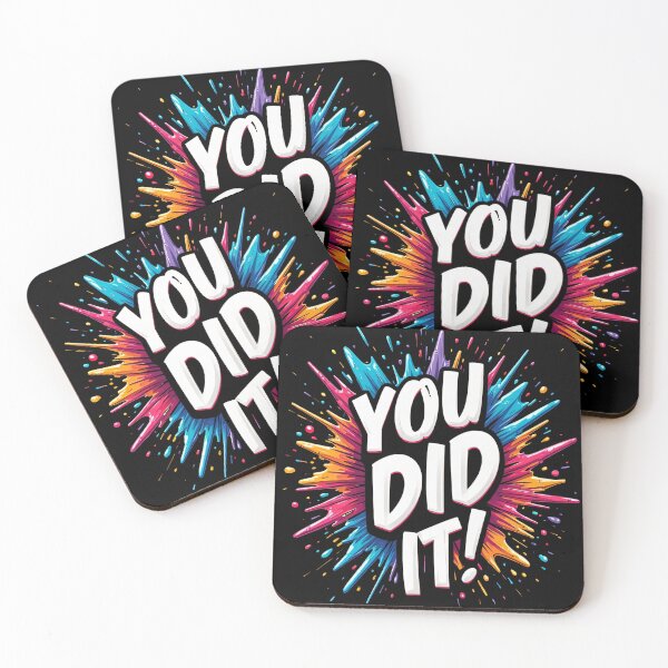 Item preview, You Did It Bold White Typography With Colorful Paint Splash Explosion Motivational Celebration Poster Graphic Vibrant Success Artwork designed and sold by Mimoshi ⭐⭐⭐⭐⭐.
