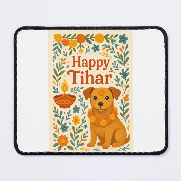 Item preview, Tihar Festival – Dog with Garland and Tika Nepali designed and sold by Places On Earth.