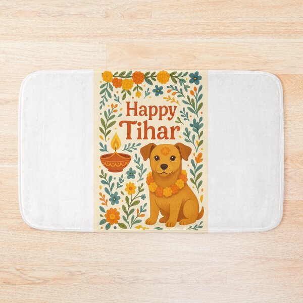 Item preview, Tihar Festival – Dog with Garland and Tika Nepali designed and sold by Places On Earth.