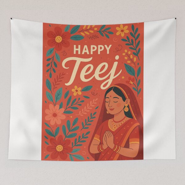 Item preview, Teej Festival – Woman in Red Praying Nepal designed and sold by Places On Earth.