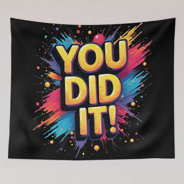 Item preview, You Did It Colorful Paint Splash Typography Vibrant Comic Style Motivational Poster With Bold Celebration Energy Graphic Design designed and sold by Mimoshi ⭐⭐⭐⭐⭐.