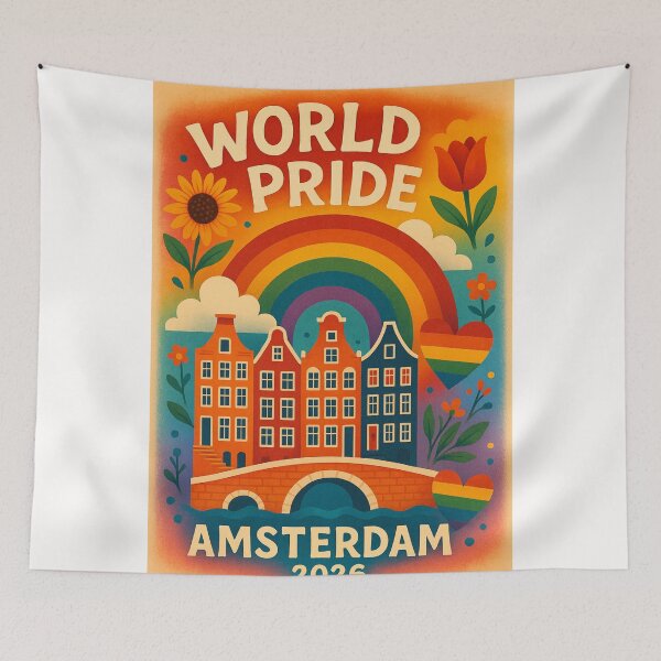 Item preview,  WorldPride Amsterdam 2026 Rainbow Cityscape designed and sold by Places On Earth.