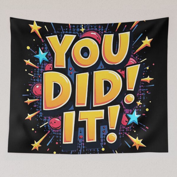 Item preview, You Did It Vibrant Comic Style Pop Art Typography With Colorful Starburst Explosion And Celebration Energy Graphic Design designed and sold by Mimoshi ⭐⭐⭐⭐⭐.